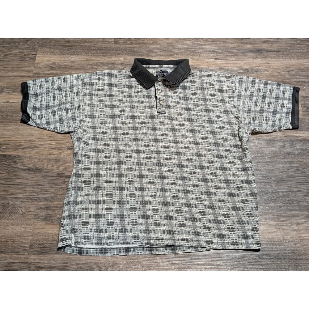 Givenchy Activewear Plaid Polo Shirt Mens Large Gray Vintage 90s Boxy Golf
